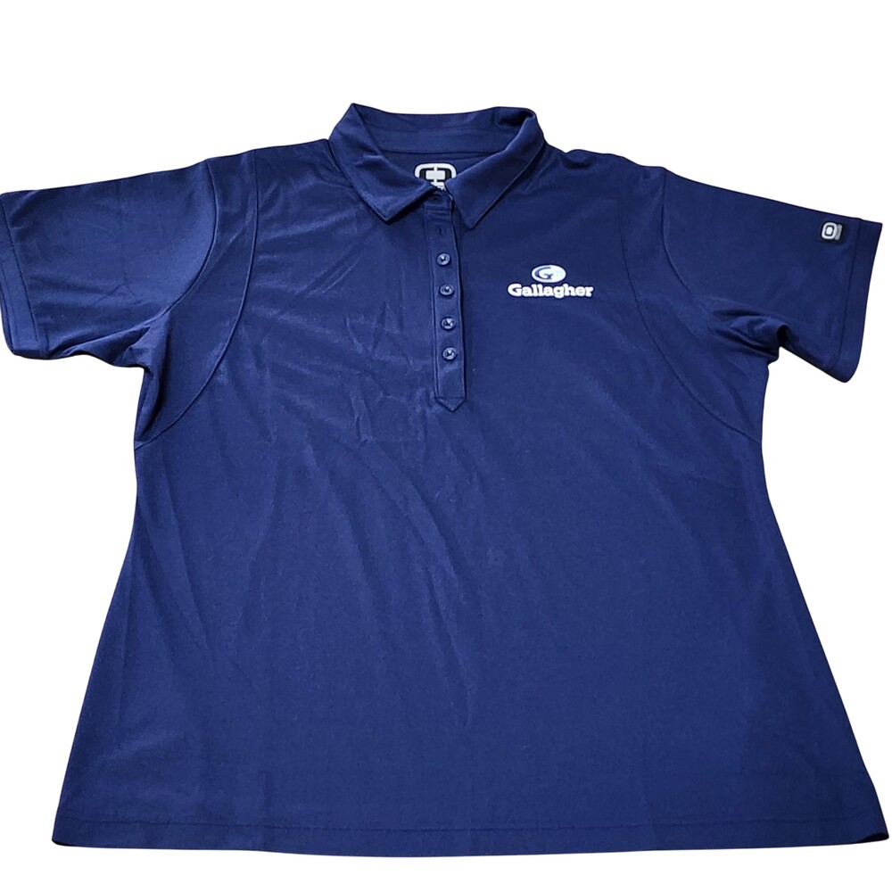 OGIO Polo Shirt Womens XL Blue Gallagher Logo Embroidered Short Sleeve Golf